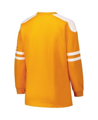 Women's Tennessee Orange Tennessee Volunteers Plus Size Contrast Sleeve Fleece Pullover Sweatshirt