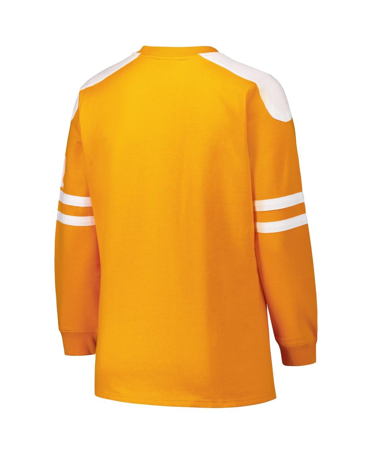 Fanatics Women's Tennessee Orange Tennessee Volunteers Plus Size Contrast Sleeve Fleece Pullover Sweatshirt In Tennessee Orange