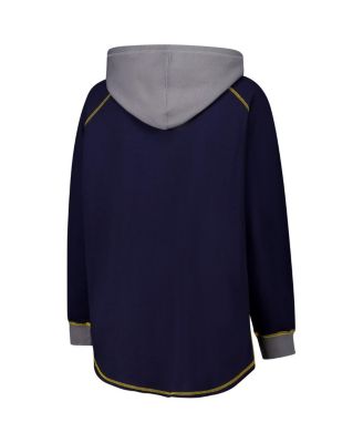 Women's Navy Michigan Wolverines Plus Size Boom Pullover Hoodie