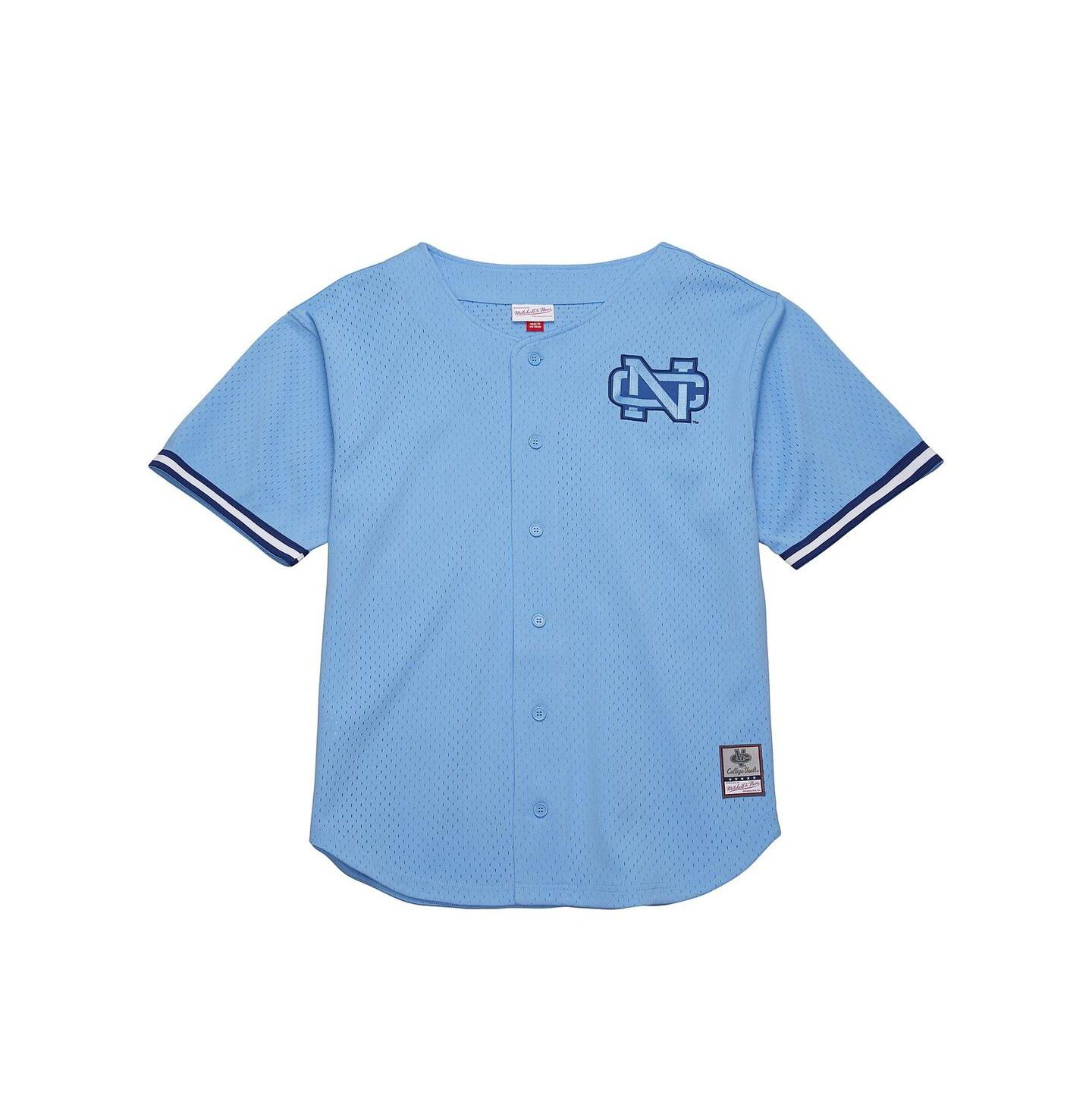 Мужские топы Mitchell & Ness Carolina Blue North Carolina Tar Heels Game Time Vintage Mesh Button Front Jersey — фото 4