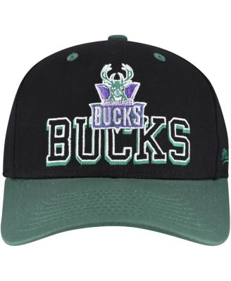 Men's Black/Hunter Green Milwaukee Bucks Backside Script Two-Tone Pro Crown Adjustable Hat