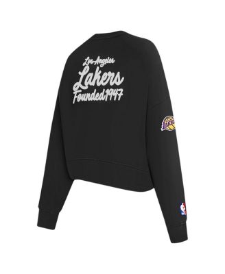 Women's Black Los Angeles Lakers Paint The City Cropped Pullover Sweatshirt