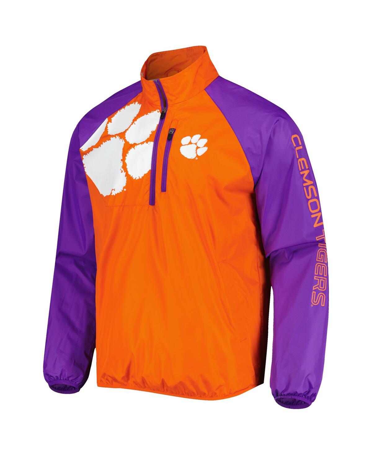 G-iii Sports By Carl Banks Men's Orange Clemson Tigers Point Guard Raglan Half-zip Jacket In Animal Print