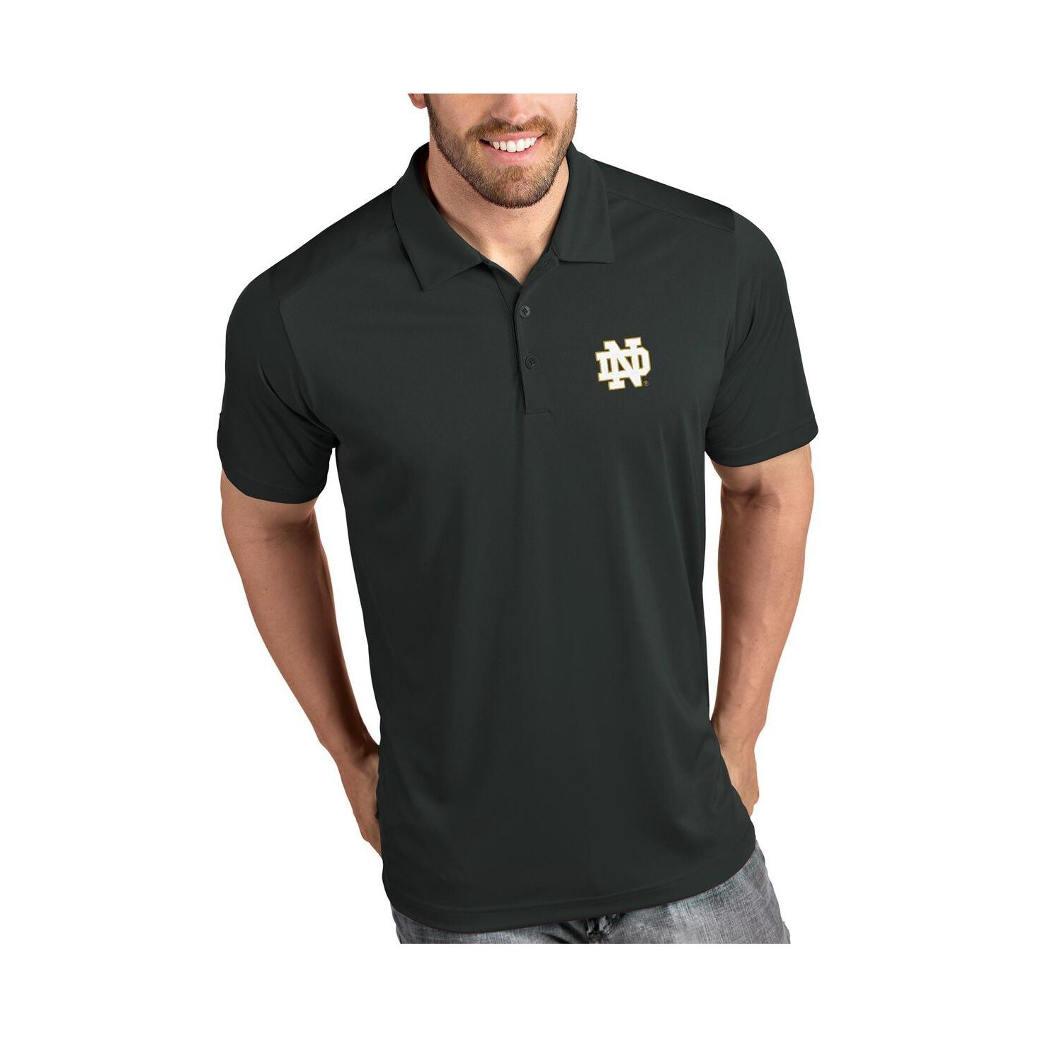 Charcoal Notre Dame Fighting Irish Antigua Tribute Polo Shirt