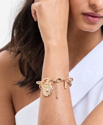 Gold-Tone Crystal & Imitation Pearl Reef Charm Bracelet, Exclusively at Macy's 