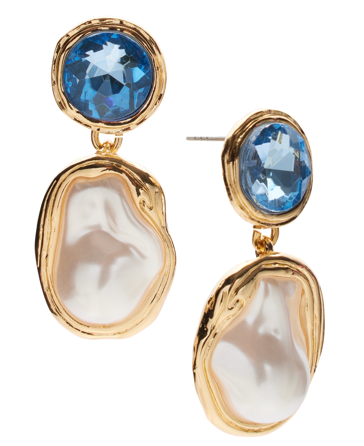 Gold-Tone Crystal & Imitation Pearl Drop Earrings, Exclusively at Macy's - Blue/turquoise