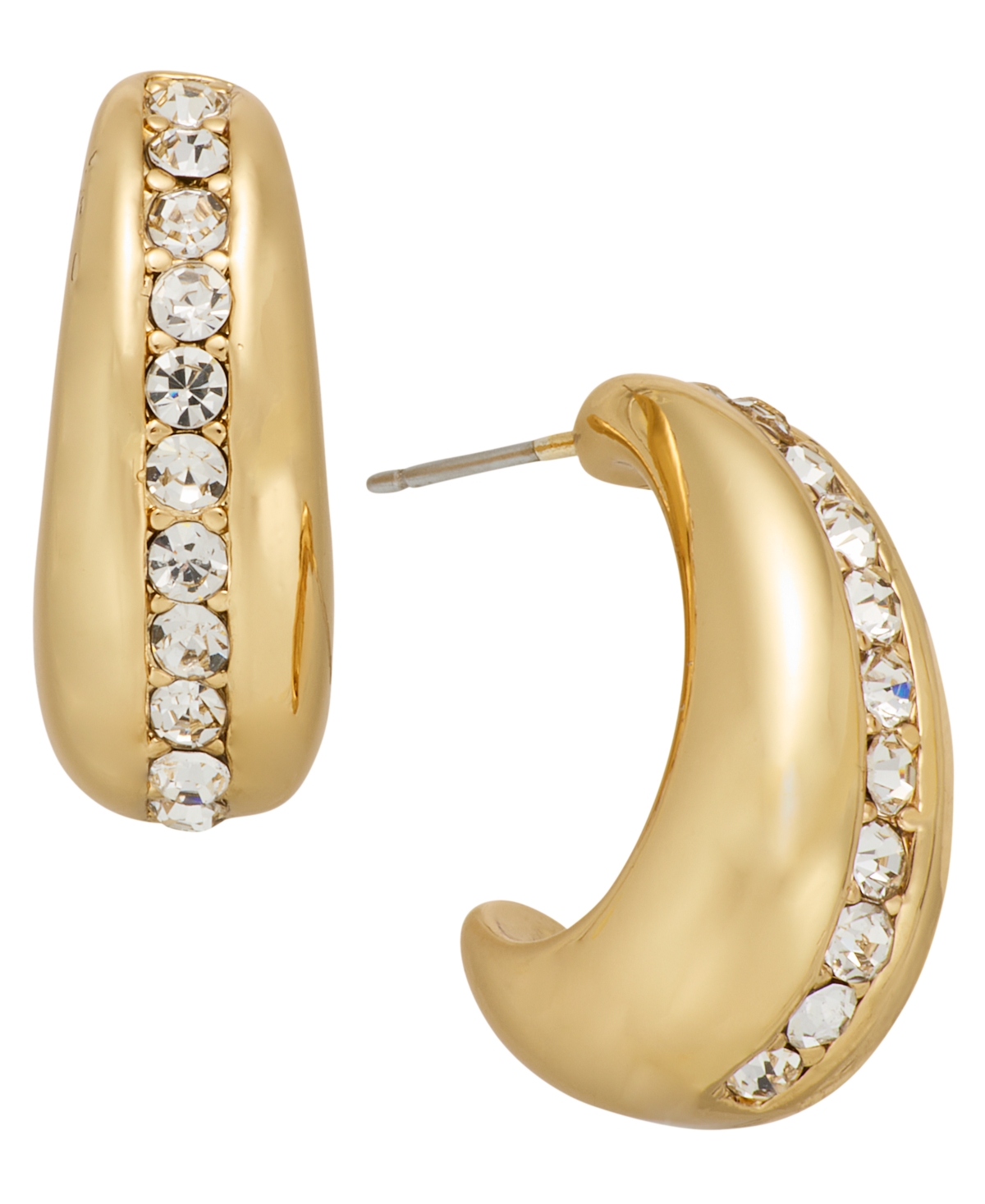 Gold-Tone Small Pave Huggie Hoop Earrings, 0.8", Exclusively at Macy's - Gold