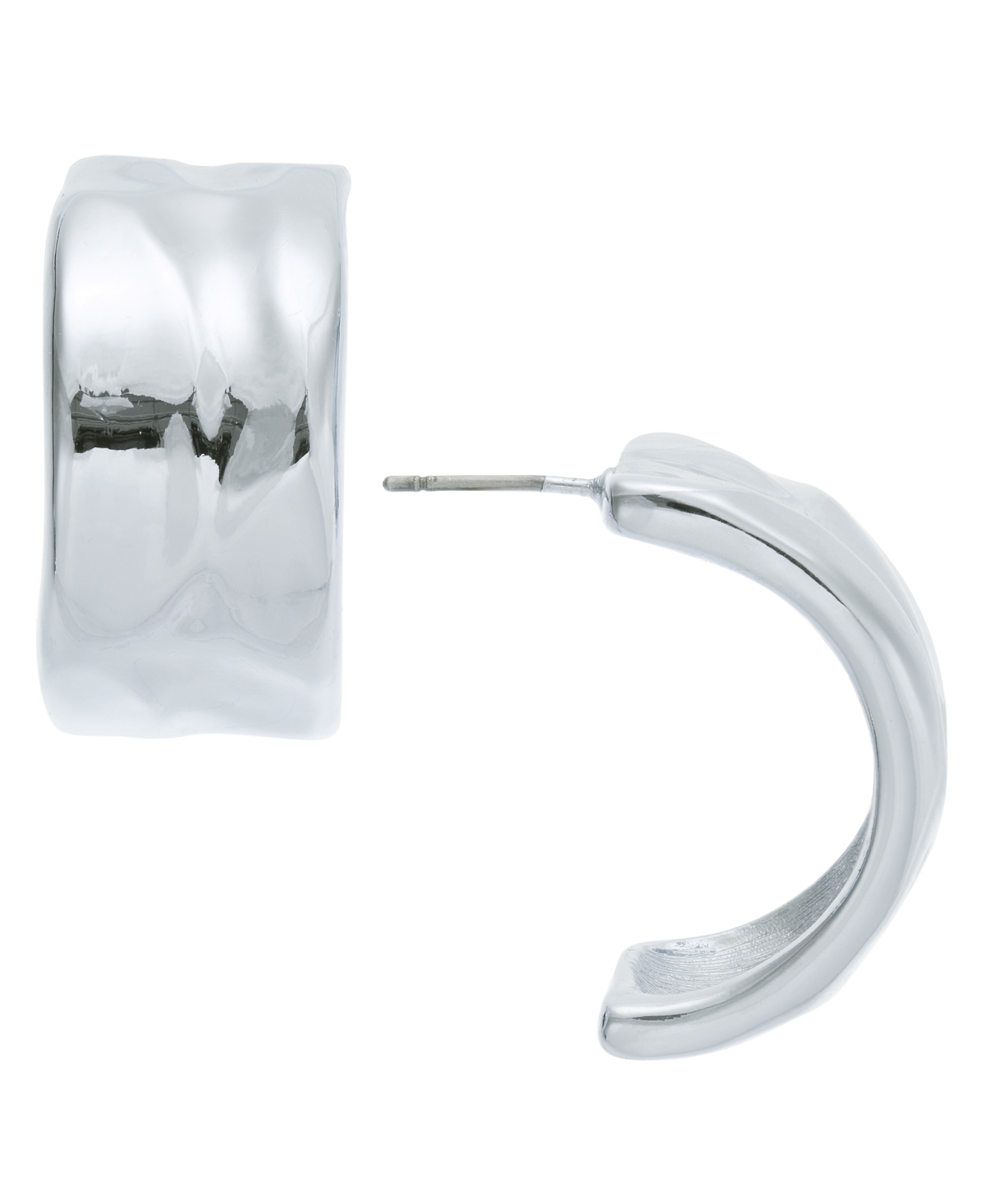 Shop On 34th Silver-tone Curved Metal Sheet C Hoop Earrings, Exclusively At Macy's