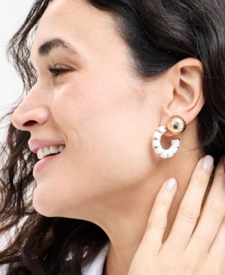 Gold-Tone 2-Pc. Set Paper-Wrapped Hoop & Textured Stud Earrings, Exclusively at Macy's