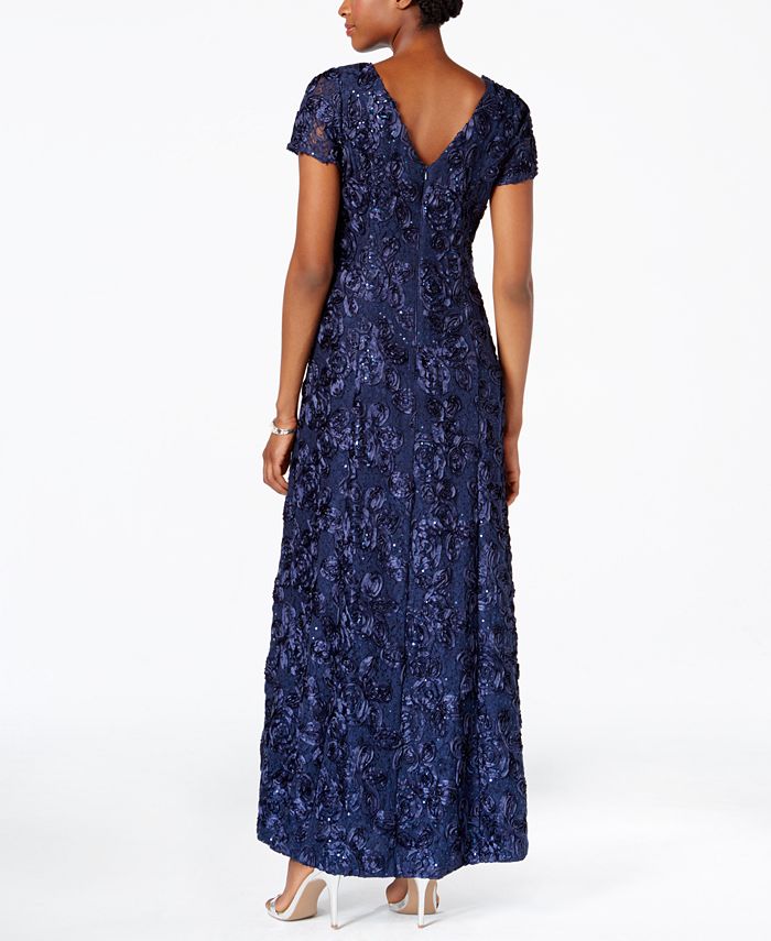 Alex Evenings Women's Rosette a Line Gown Purple Size 10