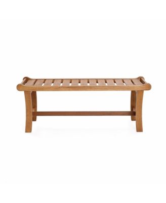Natural Solid Wood 47.2-Inch Long Rectangle Outdoor Bench