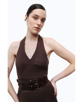 Women's Double Belt Detailed Mini Dress