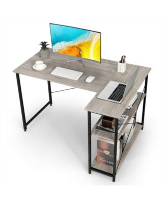 48 Inch Reversible L Shaped Computer Desk with Adjustable Shelf