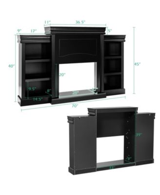 70 Inch Modern Fireplace Media Entertainment Center with Bookcase