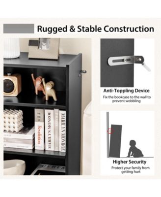 3-Tier Bookcase Open Display Rack Cabinet with Adjustable Shelves