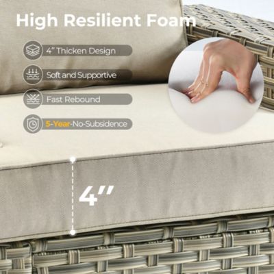 9 Pieces Outdoor Patio Furniture Set,Rattan Sectional Sofa Couch,Outside Coversation Set with Extra Deep Swivel Chairs and Solar Coffee Table for Porch Balcony Backyard Deck Poolside