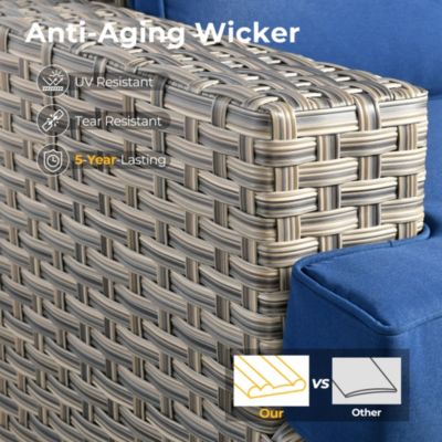 9 Pieces Outdoor Patio Furniture Set,Rattan Sectional Sofa Couch,Outside Coversation Set with Extra Deep Swivel Chairs and Solar Coffee Table for Porch Balcony Backyard Deck Poolside