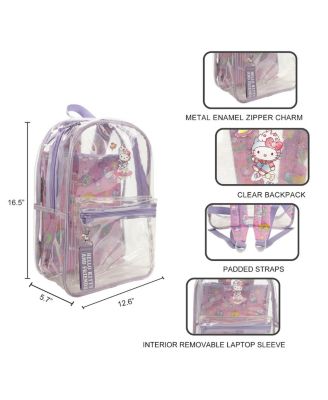 & Friends Character Print 16.5" Clear Glitter Backpack