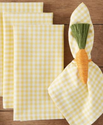 Sundress Yellow Gingham Cotton Napkins, Set of 4