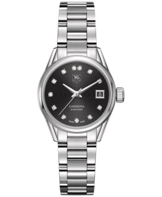 TAG Heuer Women s Swiss Automatic Carrera Calibre 9 Diamond 1 10 ct. t.w. Stainless Steel Bracelet Watch 28mm Macy s