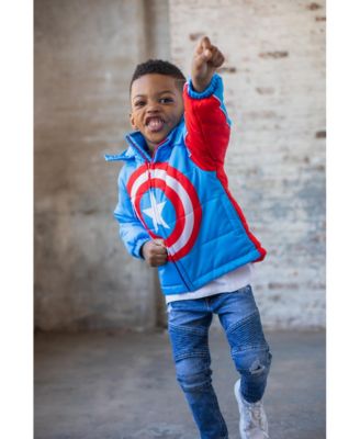 Toddler Boys Marvel Captain America Zip Up Winter Coat Puffer Jacket