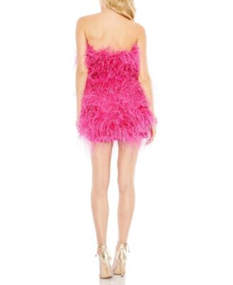 Women's Feather Strapless Mini Dress
