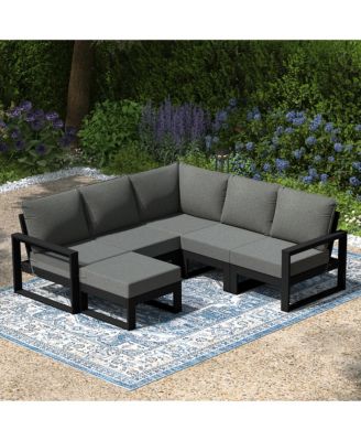 6-Piece Outdoor Patio Corner Sectional Sofa Conversation Set