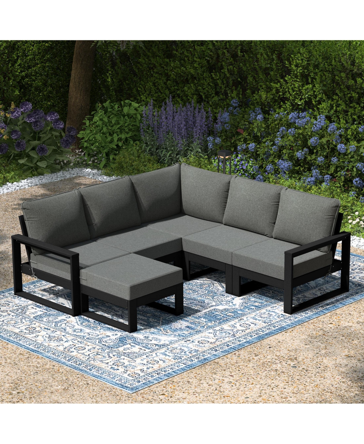6-Piece Outdoor Patio Corner Sectional Sofa Conversation Set