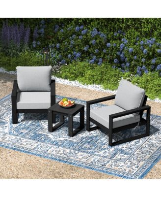 Outdoor Modern 3-Piece HDPE Patio Sofa Set with Side Table