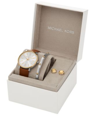 Women's Pyper Three-Hand Luggage Leather Watch and Jewelry Set, 38mm