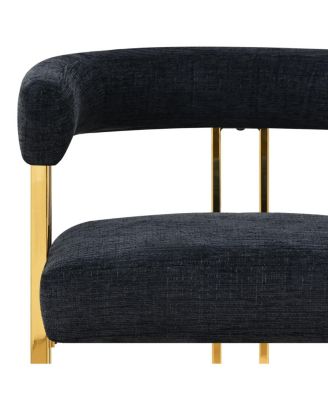 Set of 3 Counter Stools – Chenille Upholstered with Metal Legs