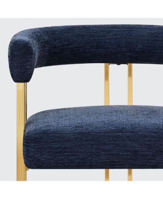 Set of 3 Counter Stools – Chenille Upholstered with Metal Legs