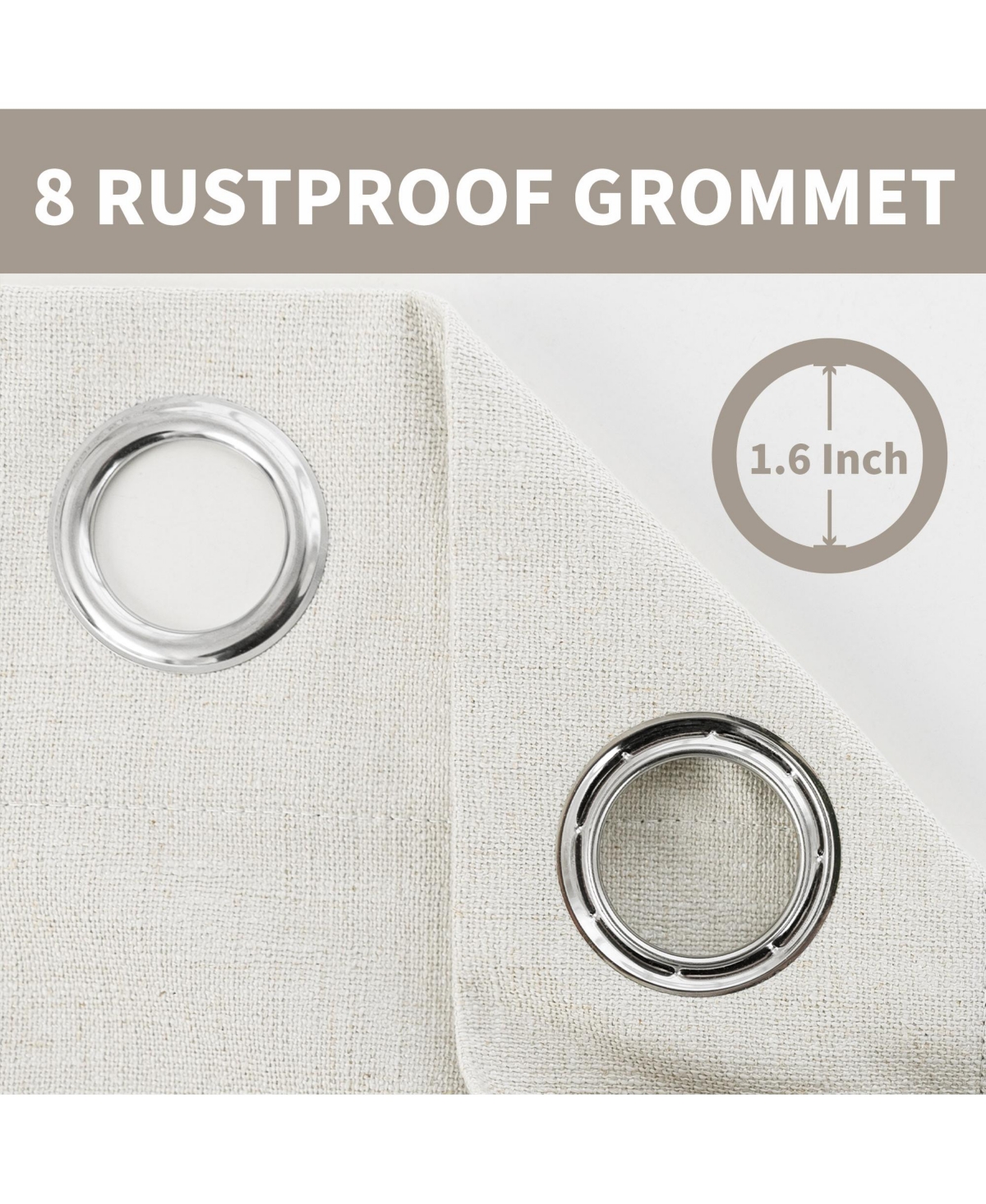 100% Blackout Linen Blend Texture Grommet Curtain Pair(2 Panels