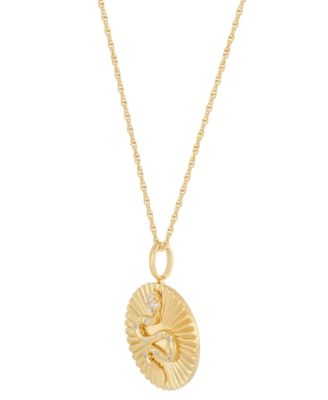 Diamond Accent Snake Sunray Disc Pendant Necklace in 14k Gold-Plated Sterling Silver, 16" + 2" extender