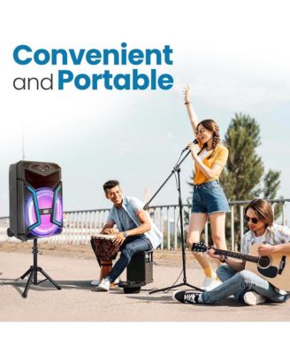 SereneLife 12" Bluetooth PA Speaker & Mic System with LED Lights, 800W