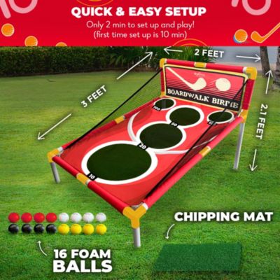 Boardwalk Birdie | Arcade Style Golf Game With Easy Setup & 10+ Games | Cornhole Golf Chipping Game | Indoor & Outdoor