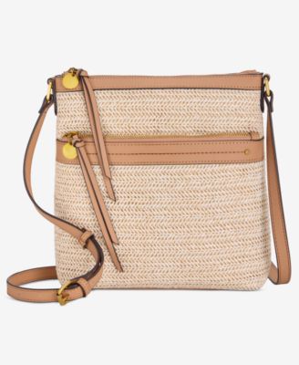 Straw North South Crossbody Bag, Exclusively at Macy's