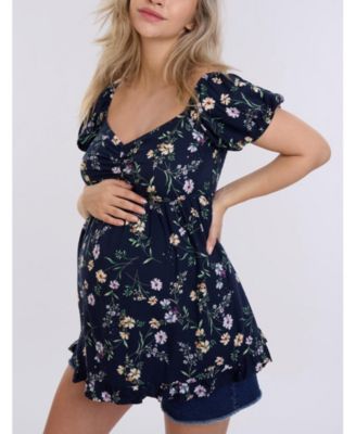 Maternity Off the Shoulder Short Sleeve Babydoll Top - Motherhood