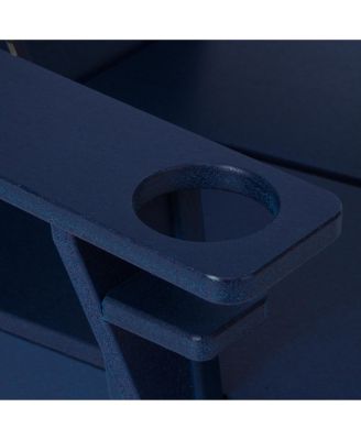 Outdoor 4-Piece HDPE Modern Adirondack Chairs Set with Folding Patio Ottomans and Cup Holder