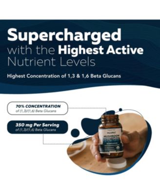 MycoMax Mushroom Complex Capsules - 70% Beta Glucans New Supplement