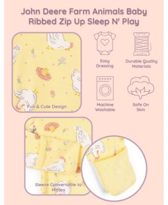 Baby Girls Animals Ribbed Zip Up Sleep N' Play Coverall