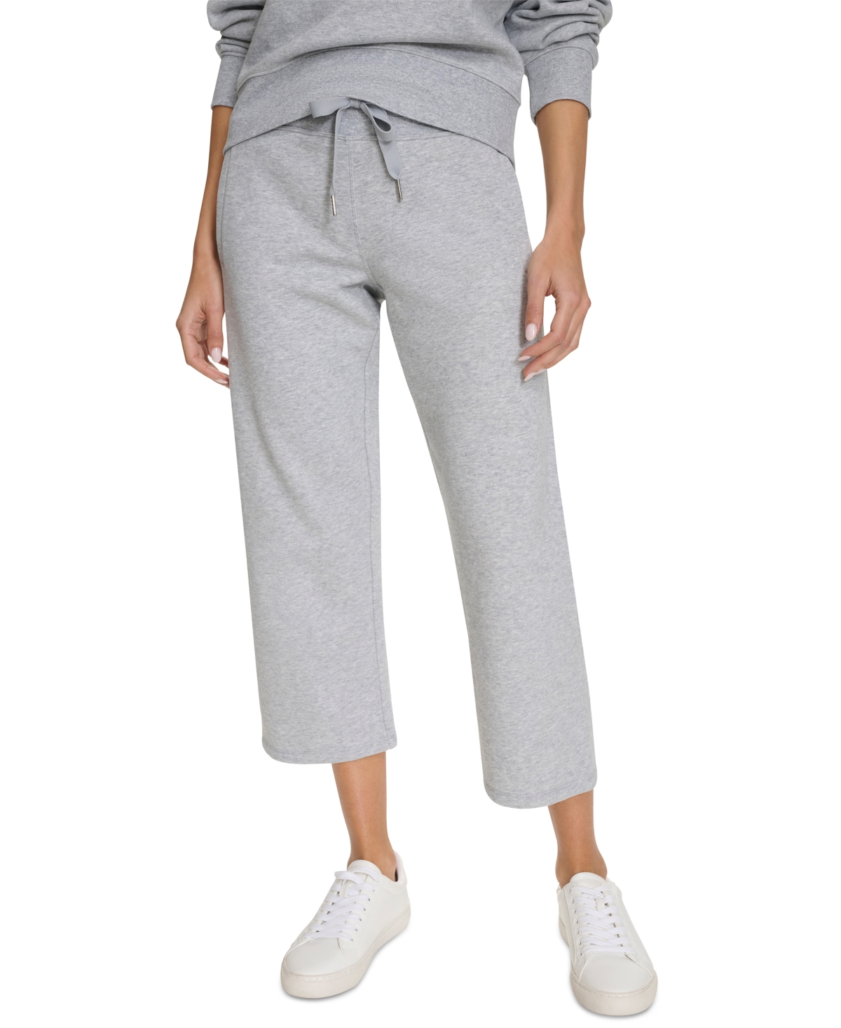Calvin Klein Women's Cropped Drawstring-waist Pants In Pearl Grey Heather