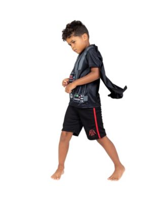 Darth Vader Costume T-Shirt Shorts & Cape 3 Piece