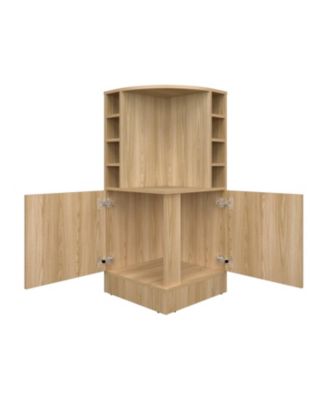 norwich Bar Cabinet, 2 Doors, 8 Wine Bottle Compartments, Natural Oak