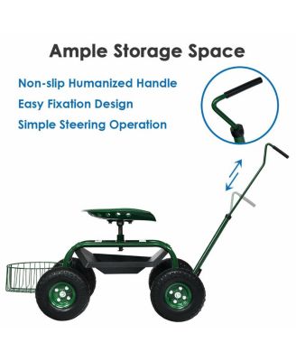 Extendable Handle Garden Cart Rolling Wagon Scooter