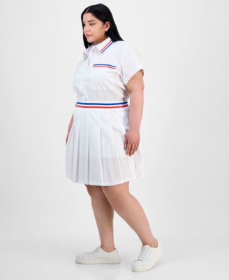 Trendy Plus Size Button-Front Shirt & Pleated Skirt 