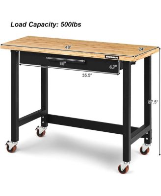 Mobile Workbench with Lockable Casters