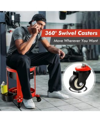 Rolling Mechanic Stool with Removable Padded Seat and Drawers