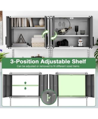 Metal Wall Cabinet with Lock and 3 Adjustable Shelves
