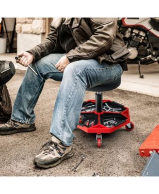 330 LBS Capacity Pneumatic Rolling Mechanic Stool with Padded Seat